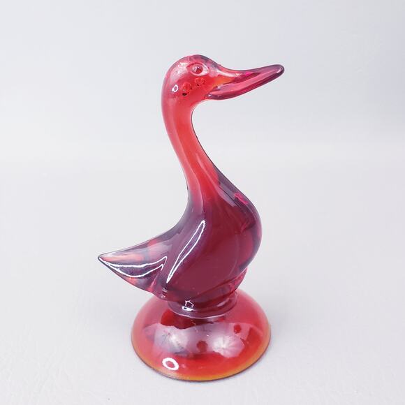 MCM Mid Century VIKING Ruby Red Glass EPIC Line DUCK Figure 5" Vintage - Picture 3 of 15